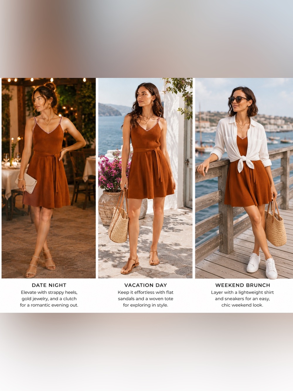 Boden Crochet Trim Tie Belt Ribbed Sweater Dress 6 Long Tall Brown - Picture 3 of 9